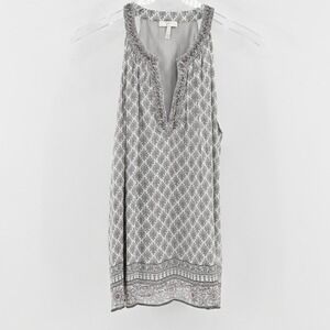 Joie Womens Astor Silk Sleeveless Top Size S Beaded Embroidered Gray Boho‎ Tunic
